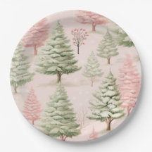 Pink Christmas Paper Plates
