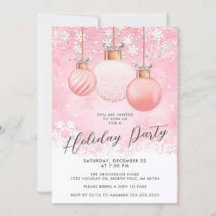 Pink Christmas Party Invitation 