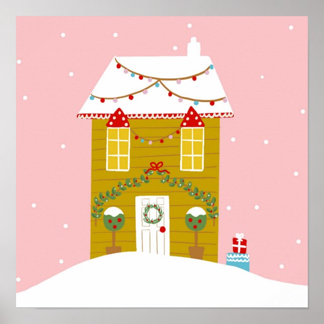 Pink Christmas Party Kids Birthday Holiday Poster (Front)