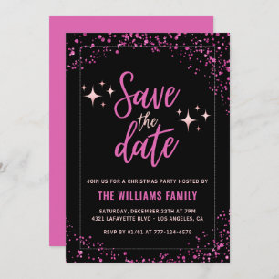 Pink Christmas Party  Save the date Glam Invitation
