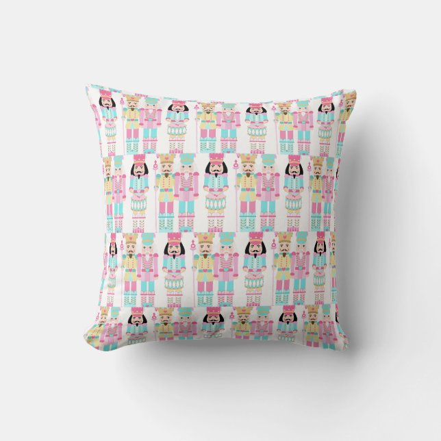 Pink Christmas Paste Nutcracker Ballet Soldiers Cushion (Front)
