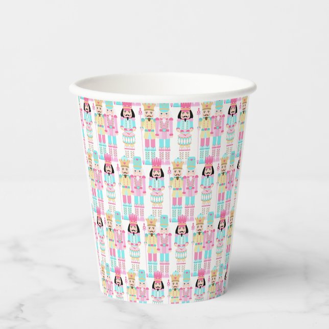 Pink Christmas Paste Nutcracker Ballet Soldiers Paper Cups (Front)