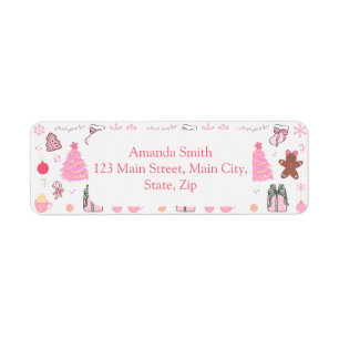  Pink Christmas Pattern Address Return Address Label