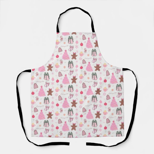 Pink Christmas Pattern Apron (Front)