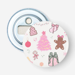 Pink Christmas Pattern Bottle Opener