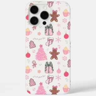 Pink Christmas Pattern iPhone 16 Pro Max Case