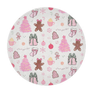 Pink Christmas Pattern Cutting Board