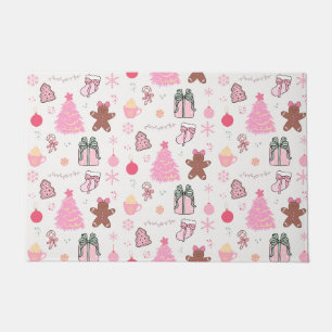 Pink Christmas Pattern Doormat