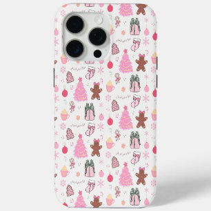 Pink Christmas Pattern iPhone 15 Pro Max Case
