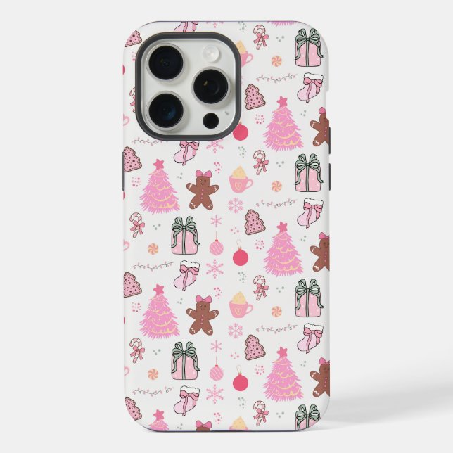  Pink Christmas Pattern iPhone Case (Back)