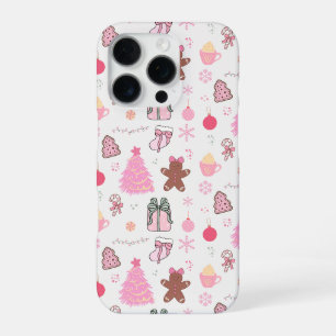 Pink Christmas Pattern iPhone 16 Pro Case
