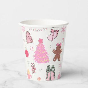 Pink Christmas Pattern Paper Cups