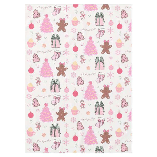  Pink Christmas Pattern Tablecloth (Front)