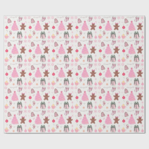 Pink Christmas Pattern Wrapping Paper