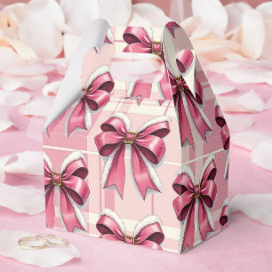 Pink Christmas Plaid Santa Bows   Favour Box