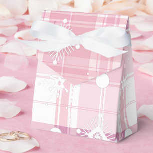 Pink Christmas Plaid Snowflakes Favour Box