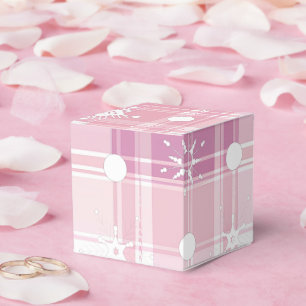 Pink Christmas Plaid Snowflakes  Favour Box