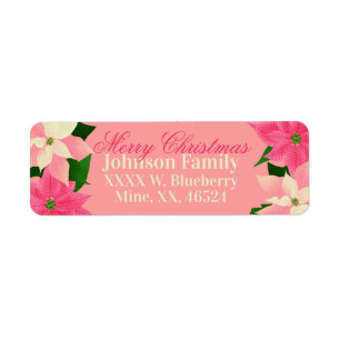 Pink Christmas Poinsettia Return Address Label