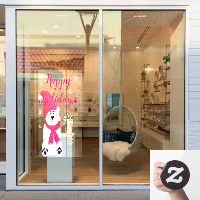 Pink Christmas Polar Bear (Store Window)