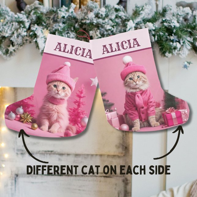 Pink Christmas present Cute Cat hanger Small Christmas Stocking (Creator Uploaded)