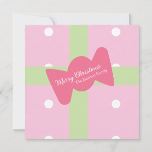 Pink Christmas Present Family  Card