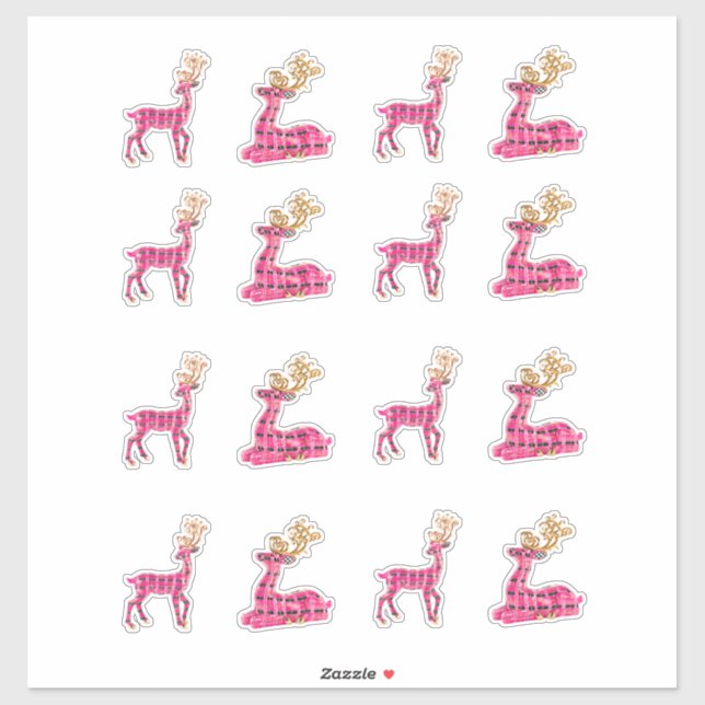 Pink Christmas Reindeer Decal Stickers Xmas Santa (Sheet)