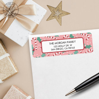 Pink Christmas Return Address Label