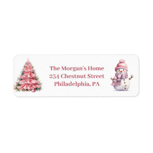Pink Christmas Return Address Label