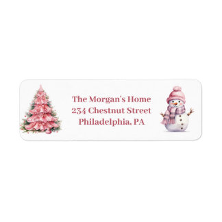 Pink Christmas Return Address Label