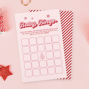Pink Christmas Santa Baby Baby Shower Bingo Game