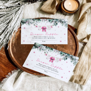 Pink Christmas Santa Baby Shower Diaper Raffle Enclosure Card