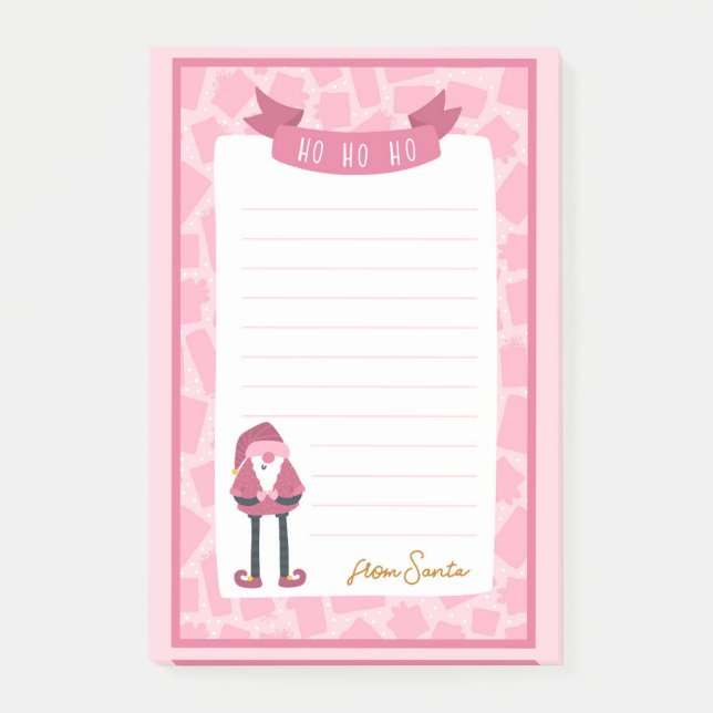 Pink Christmas Santa Post-It Notes (Front)