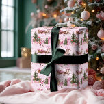 Pink Christmas Santa Reindeer North Pole Village Wrapping Paper<br><div class="desc">Celebrate the magic of the season with our pink Christmas Santa reindeer North Pole Village holiday Christmas wrapping paper. This magical wrapping paper showcases our beautifully crafted watercolor scene featuring a retro-style pink Santa Claus in his pink sleigh, gracefully soaring over a charming North Pole village. The scene is brought...</div>