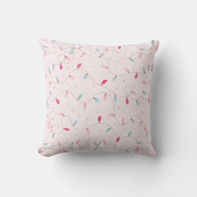 Pink Christmas Seamless Pattern Pillow (Front)