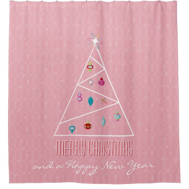 Pink Christmas Shower Curtain (Front)