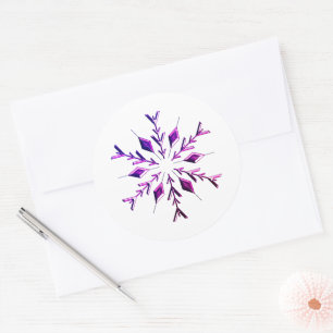 Pink Christmas Snowflake Classic Round Sticker