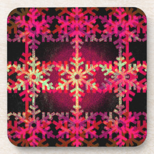 Pink christmas snowflake pattern coaster
