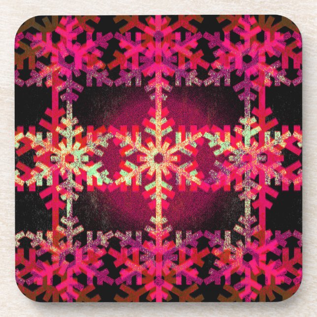 Pink christmas snowflake pattern coaster (Front)