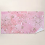 Pink Christmas Snowflakes Boho Pattern Beach Towel<br><div class="desc">Do you love boho art Christmas? Then show that you like bohemian style snowflakes with this Christmas boho pattern with watercolors. Great Boho gift for Christmas.</div>