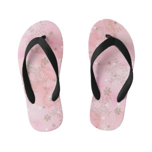 Pink Christmas Snowflakes Boho Pattern Kid's Thongs
