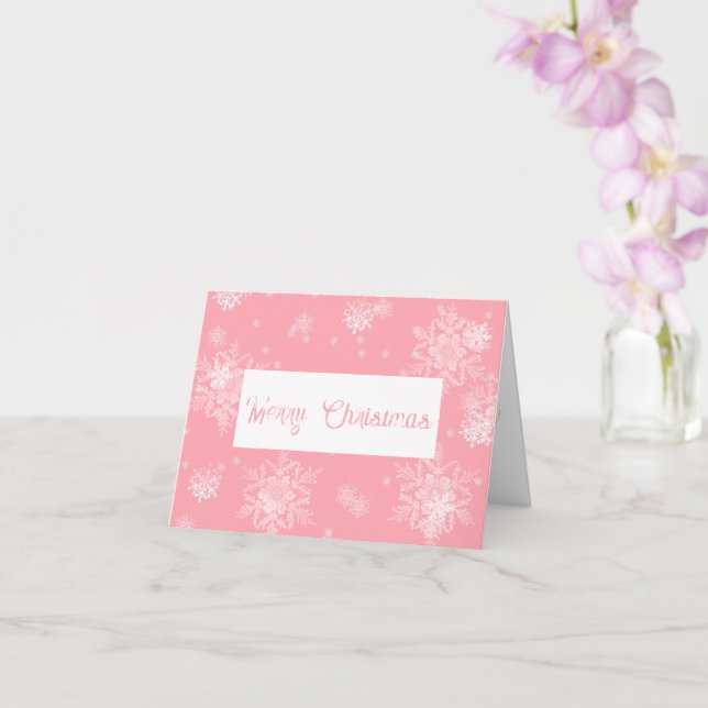 Pink Christmas Snowflakes Greeting Card (Orchid)