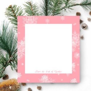 Pink Christmas Snowflakes Notepad