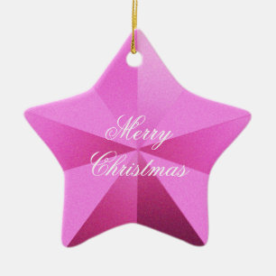 Pink Christmas Star Ornament Customisable