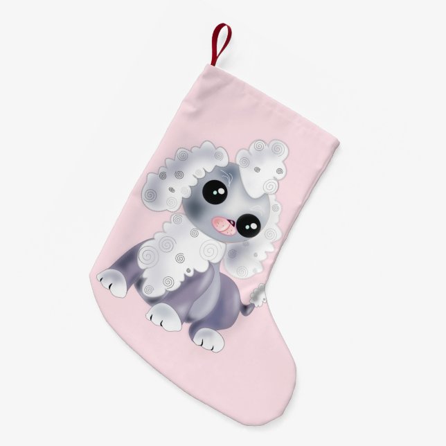 Pink Christmas Stocking Cute Pet Dog (Front (Hanging))