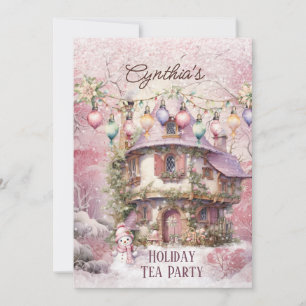 Pink Christmas Tea Party Invitation