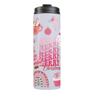 Pink Christmas Thermal Tumbler