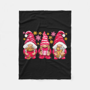 Pink Christmas Three Gnomes Merry Christmas Men Wo Fleece Blanket
