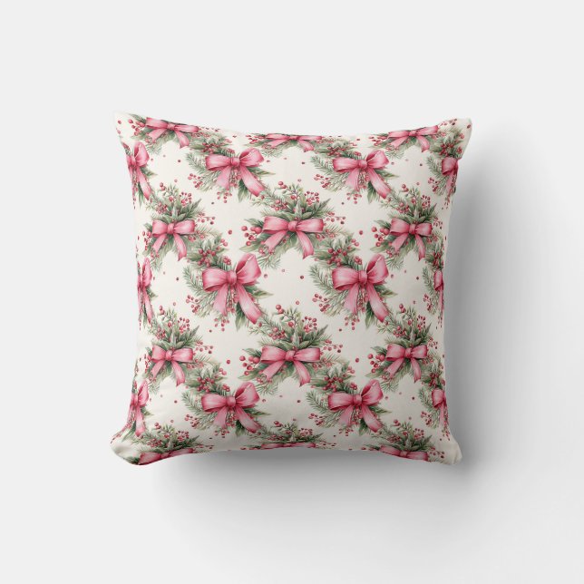 Pink Christmas Throw Pillow (Front)