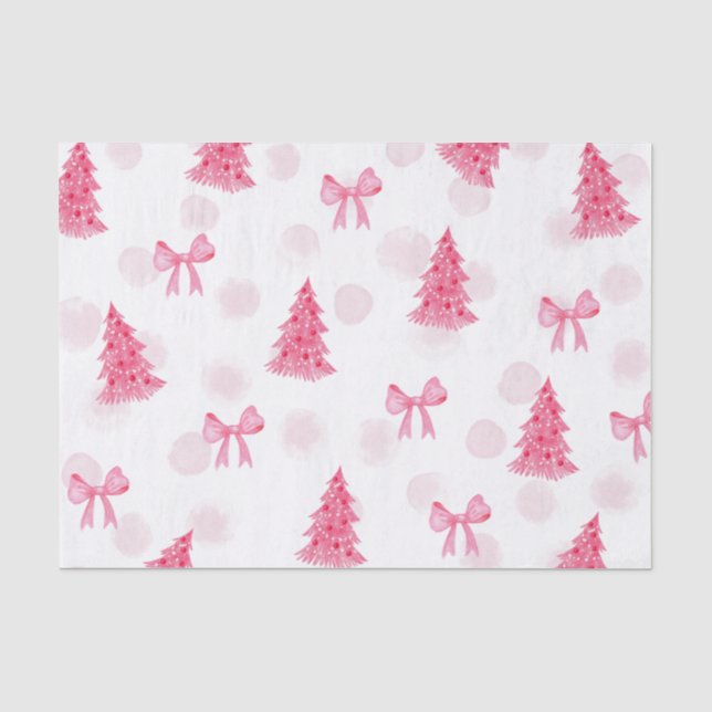Pink Christmas Tissue Paper  (Front)