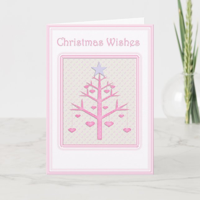 Pink Christmas Tree Card (Front)